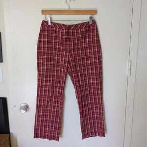 NWT Vintage Ann Taylor Loft Red Stretch Plaid Capri Pants Sz 6